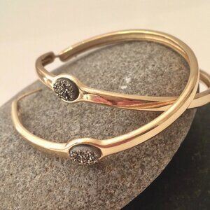 Beautiful Large Gold  Druzy Hoops- New